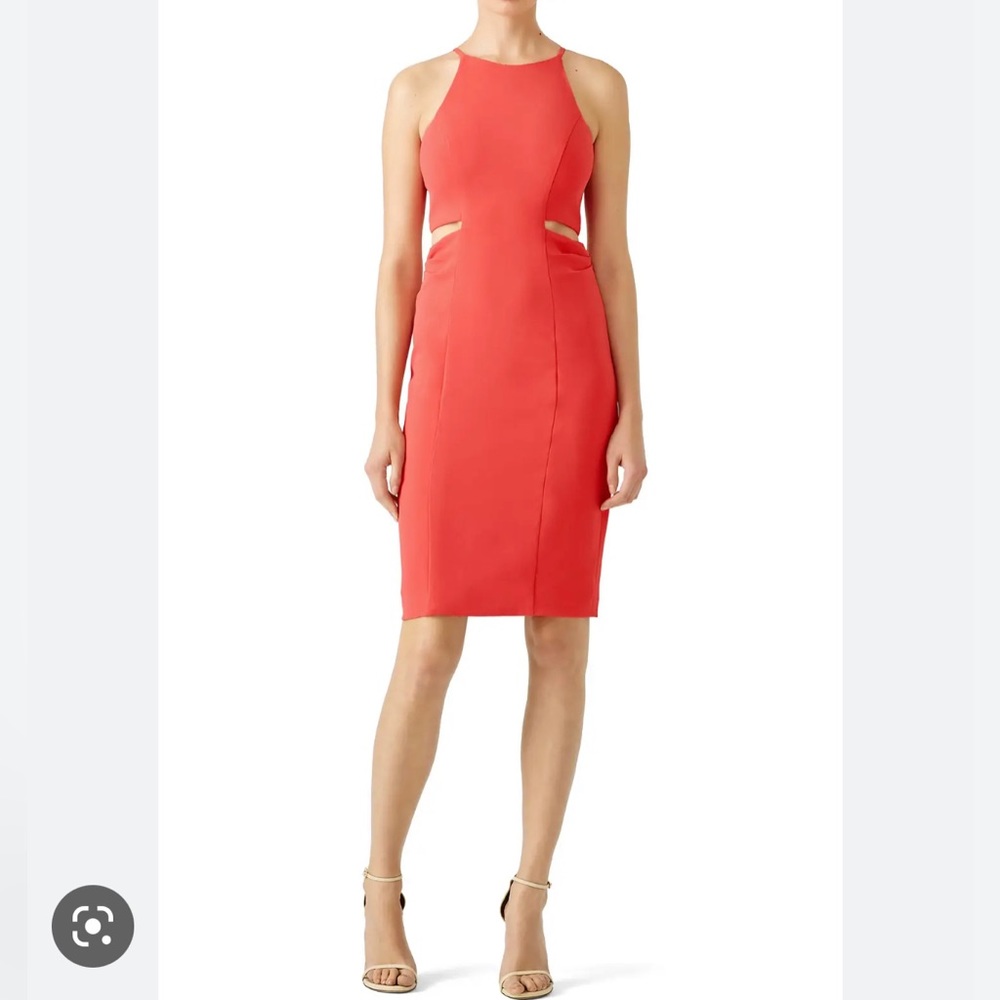 Badgley Mischka Coral Cutout Sheath Dress